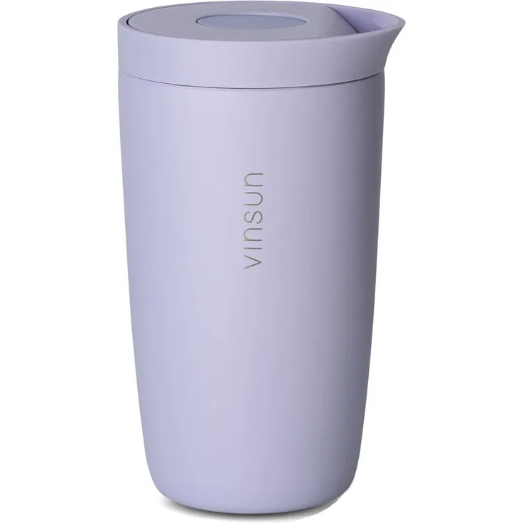 Vinsun Thermobecher Edelstahl Isolierbecher 350ml - Kaffeebecher to Go auslaufsicher, 2-tlg, Edelstahl, Doppelwandig, BPA frei, bruchfest, Einhandbedienung per Knopfdruck