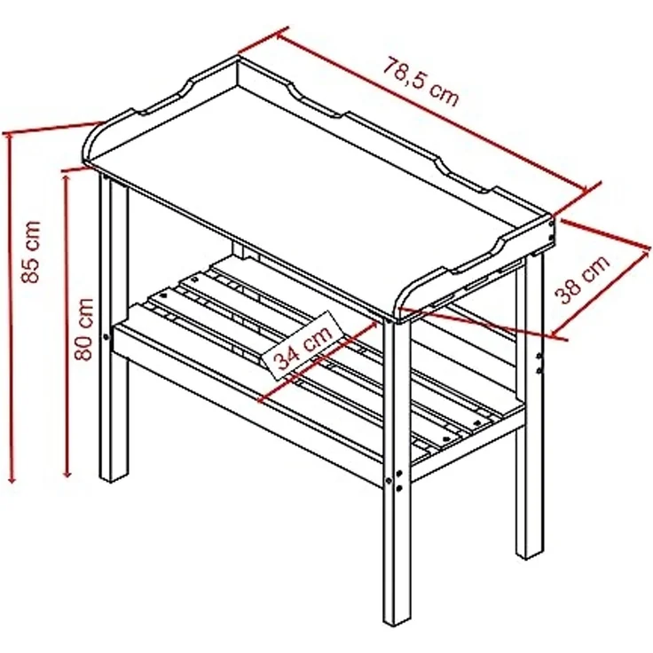HABAU Pflanztisch mit Arbeitsplatte aus Metall und Ablagefläche, 78 x 38 x 85 cm – Bild 6