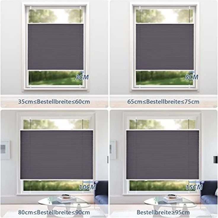 Sanfree Plissee Klemmfix Plisseerollo ohne Bohren Anthrazit B40 x H200cm inkl. Klemmträger Blickdicht und lichtdurchlässig Jalousie Faltrollo Sichtschutz und Sonnenschutz Rollo für Fenster & Tür – Bild 6