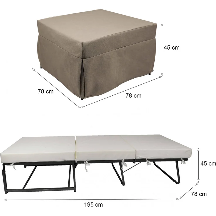 Dmora Pouf Arno, Mehrzwecksessel, Sitzsack, Hockerhocker, Made in Italy, 78x78 h45 cm, Taube – Bild 3