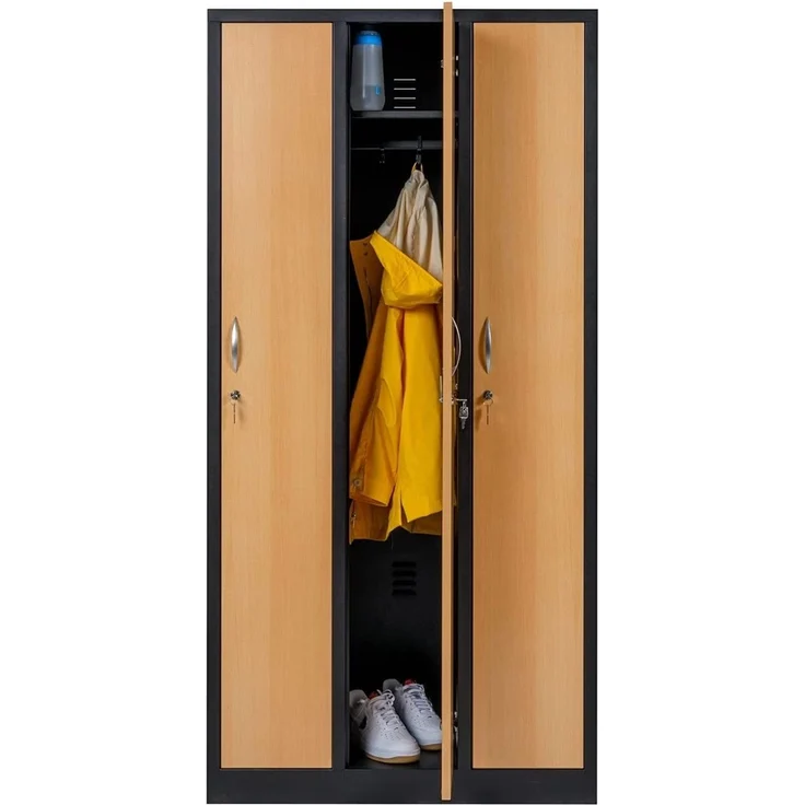 Garderobenschrank 3-türig schwarz/Buche Dekor – Bild 3