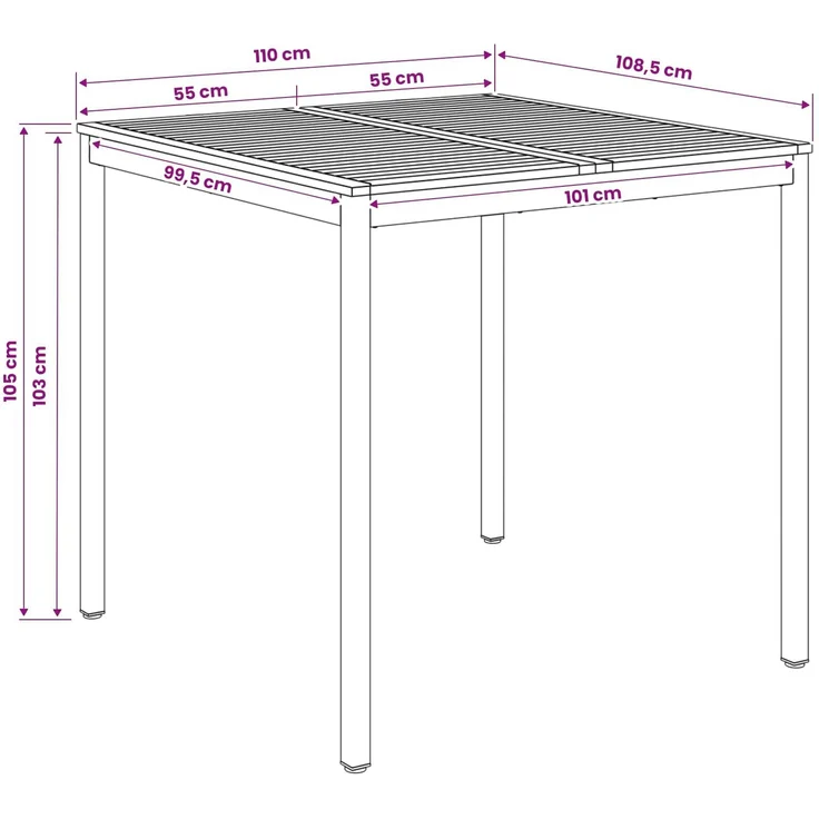 vidaXL Gartenbar-Tisch NAARDEN Natur und Weiß 110 x 108,5 x 105 cm 901344 – Bild 8