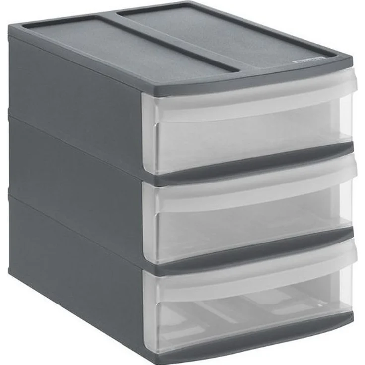 Rotho Schubladenbox Tower Systemix S 3 Schübe anthrazit Ablagebox Briefablage – Bild 5