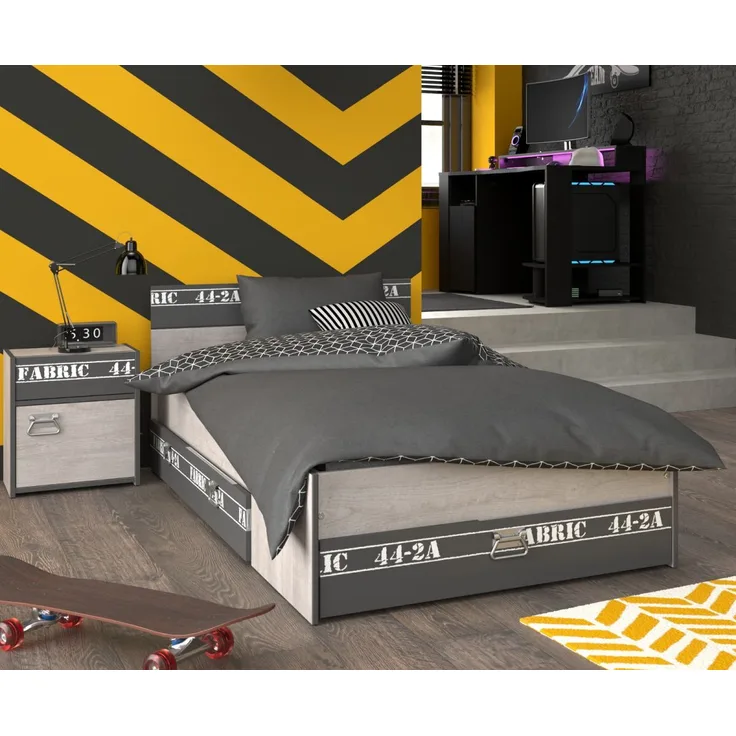 Parisot Kinderzimmer Fabric in Esche grau und schwarz Jugendzimmer Set 3-tlg.