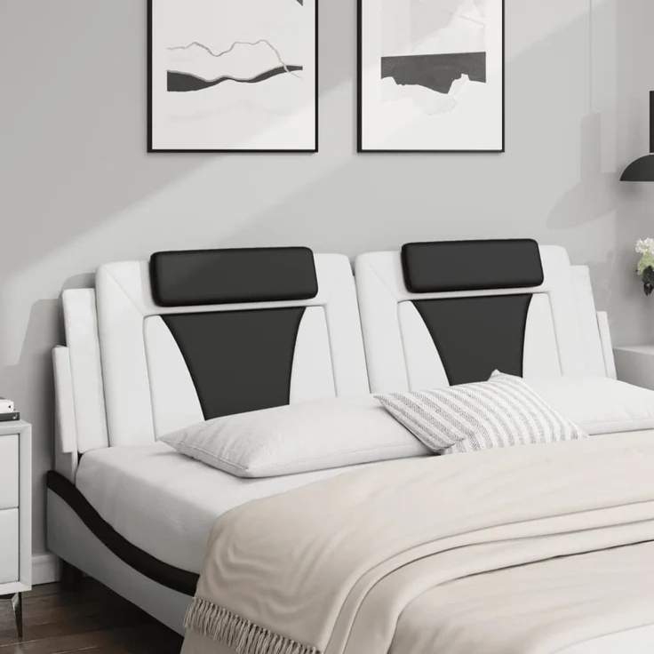 vidaXL Kopfteil-Kissen Weiß und Schwarz 180 cm Kunstleder 374810 – Bild 3