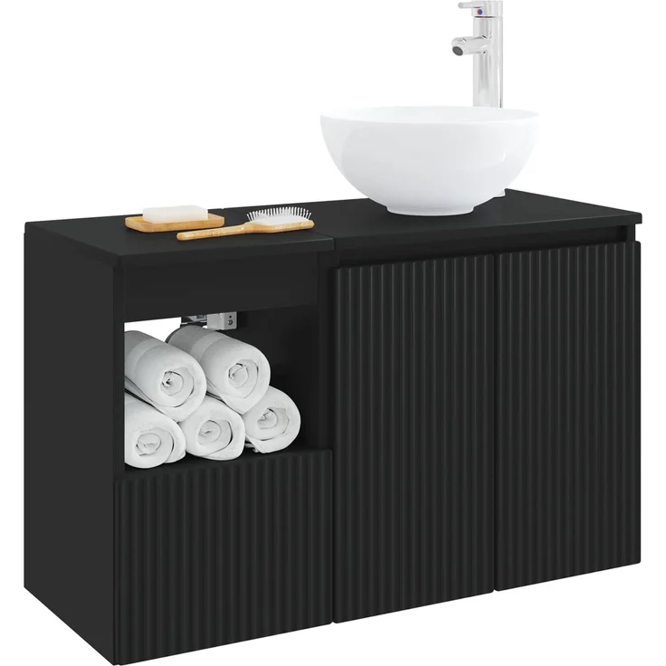 vidaXL Badezimmerschrank-Set 2 stk. Schwarz 79,5 x 41 x 80 cm 3404035 – Bild 3