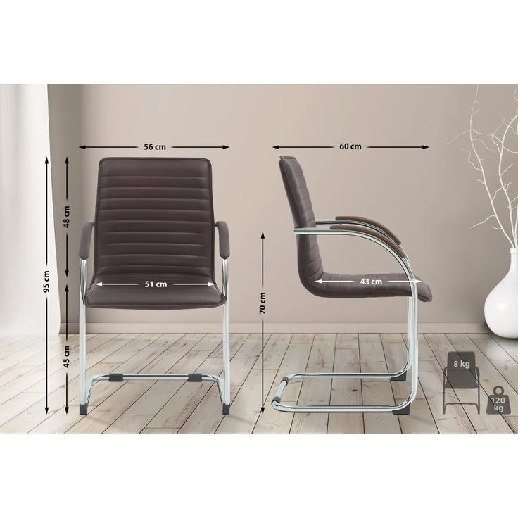CLP 2er Set Besucherstühle Tira Kunstleder,braun – Bild 3