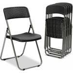 Sekey Rattan Gartenstuhl Klappbar 6er, Campingstuhl Faltbar 200KG, 46 x 53 x 84 cm, Klappstuhl Camping Balkon Garten, Gartenstühle Set Wasserdicht, Schwarz
