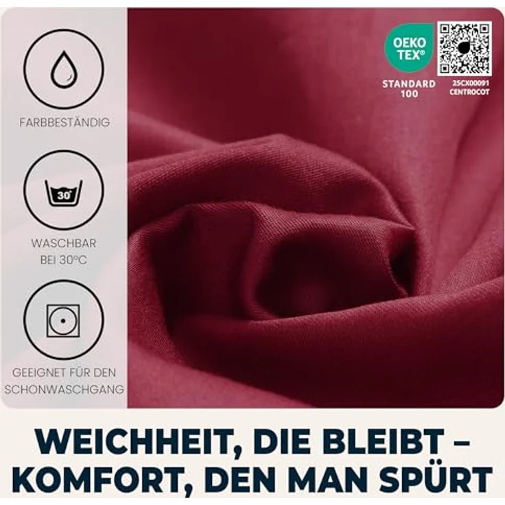 Flowen Spannbettlaken 90 x 190 cm Mikrofaser Bordeaux, atmungsaktiv und hypoallergen, knitterfrei, mit 30 cm Tiefe Tasche, maschinenwaschbar – Bild 3