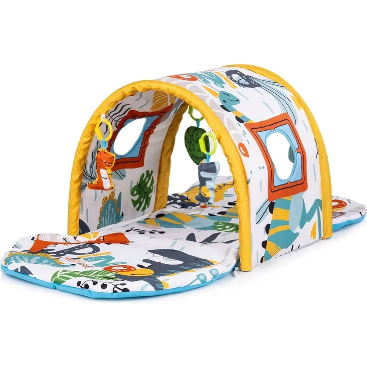 Chipolino Spielbogen Tunnel Haus Dino Stofftiere Krabbeldecke Spiegel ab Geburt gelb