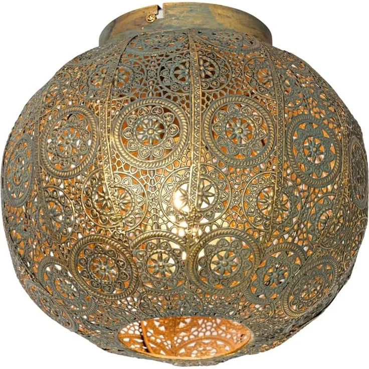 Qazqa Deckenleuchte Baloo, ohne Leuchtmittel, E27, Grün, Orientalisch, Stahl, 1-flammig
