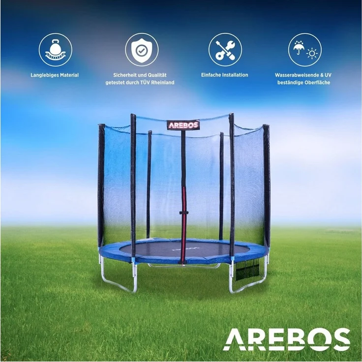 Arebos Trampolin-Randabdeckung Federschutz Ø 305 cm, Randschutz, PVC und PE, Reißfest, UV-resistente und wasserbeständige – Bild 4