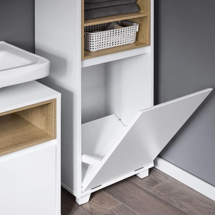 SoBuy BZR146-W Badezimmer-Hochschrank, Spanplatte, Lackiert, Weiß, 35 x 105 x 30 cm – Bild 9