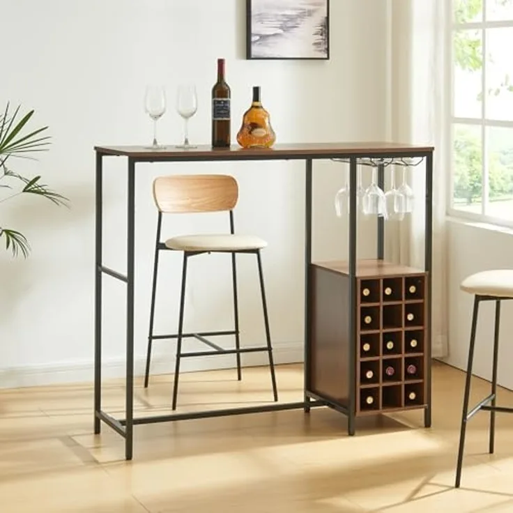 Bartisch Trøndelag 120x40x105 cm mit Weinregal für 15 Flaschen [en. casa]