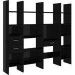 vidaXL 4-tlg. Bücherregal-Set Hochglanz-Schwarz Spanplatte