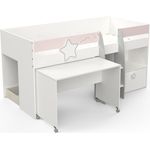 Preisbrecher 'Savannah' Kinderbett, Holzwerkstoff matt weiss / grau / rosa, 204 x 103 x 109 cm