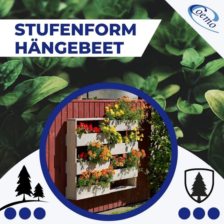 Coemo Vertikalbeet Riga Kräuterbeet Holz 7 Pflanzkästen – Bild 2