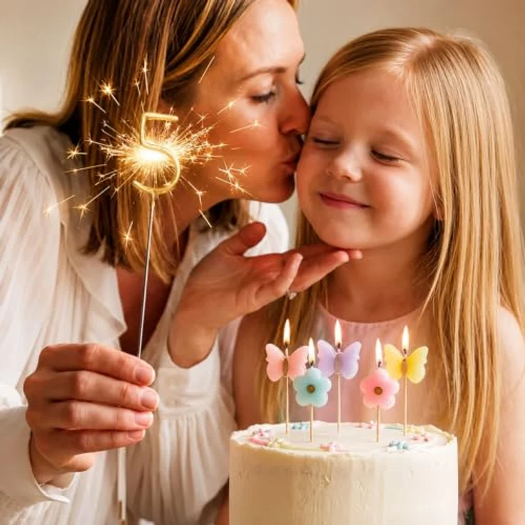 partydeco Tortenstecker, Wunderkerze Geburtstag 15cm Zahl 0 Gold 1 Stück – Bild 3
