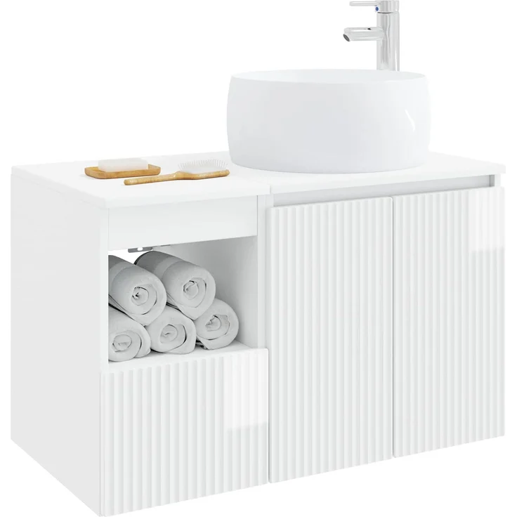 vidaXL Badezimmerschrank-Set 2 stk. Hochglanz Weiß 79,5 x 44,5 x 80 cm 3404098 – Bild 3