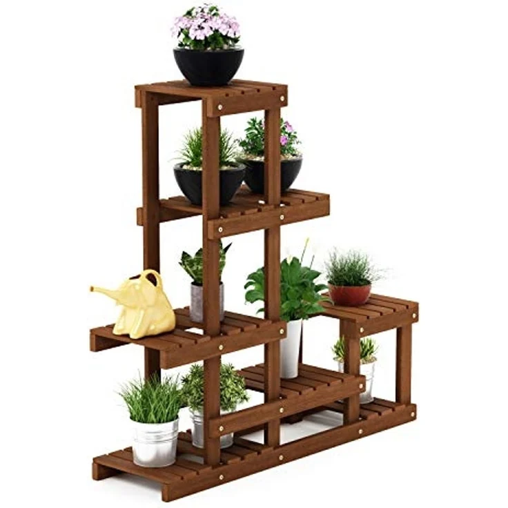 Furinno Tioman Blumenständer in Teaköl, Natur, 25,15 x 90,17 x 91,44 cm – Bild 1