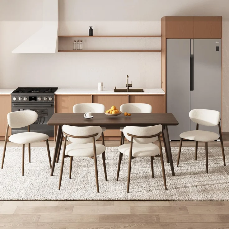 COLAMY Moderne Polsterstuhl Essstühle 6er Set, Küchenstuhl Esszimmerstühle mit Fester Rückenlehne, Stoff Esszimmerstühl mit Metallbeinen für Esszimmer, Küche, Restaurant, Beige