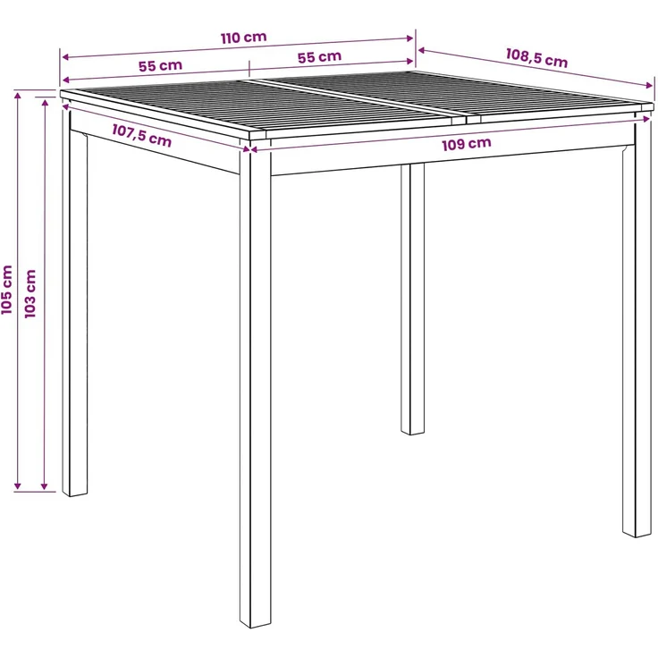 vidaXL Gartenbar-Tisch LAREN Weiß gewaschen 110 x 108,5 x 105 cm 901722 – Bild 7