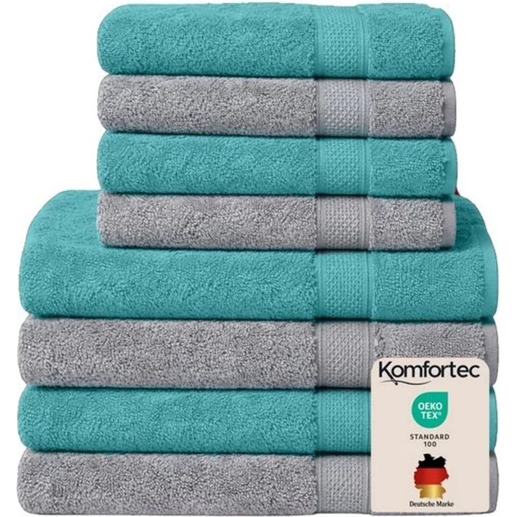 Komfortec Handtuch Set aus 100% Baumwolle, 4 Handtücher 50x100 cm und 4 Badetücher 70x140 cm, Frottee (Packung, 8-St), Duschtücher & Badehandtuch, Weich, Towel, Groß – Bild 1