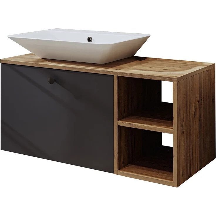 Skye Decor '2454' Badezimmerschrank mit Waschbecken, Atlantik-Kiefer / Anthrazit, 95 x 56,5 x 45 cm – Bild 5