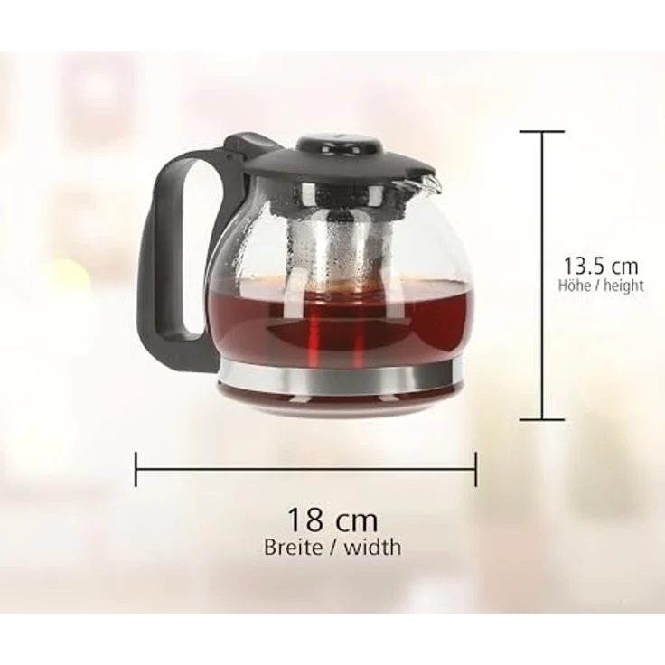Lantelme Teekanne Glas 1,25 Liter mit Sieb Kanne Deckel Borosilikatglas Glaskanne Tee, (1-St), mit Edelstahl Teesieb, aus Borosilikatglas, mit Griff und Deckel – Bild 2