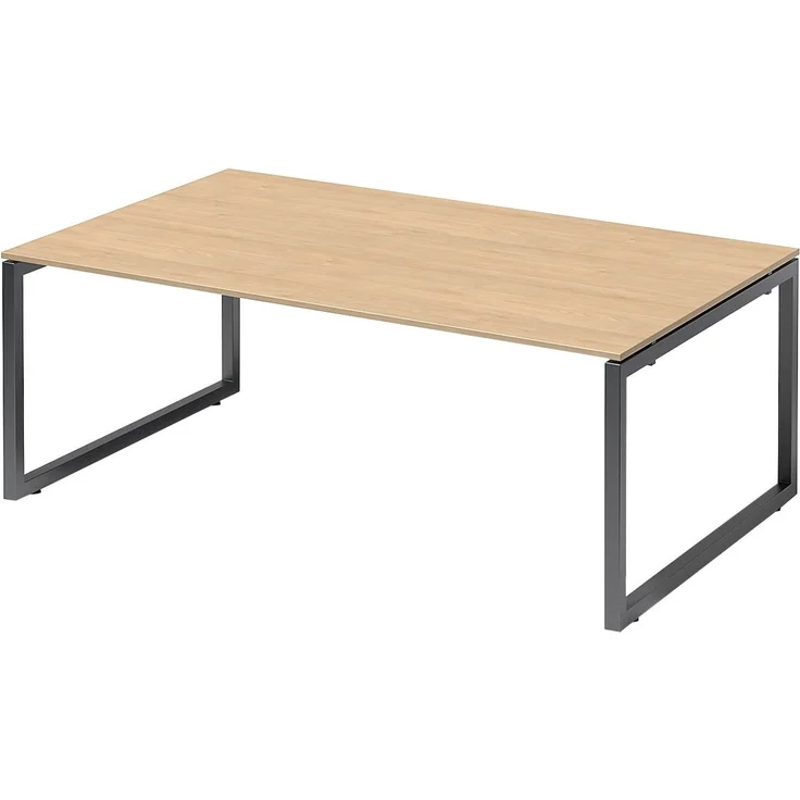 BISLEY Cito Chefarbeitsplatz/Konferenztisch, 740 mm höhenfixes O-Gestell, Metall, Mp334 Dekor Ahorn, Gestell Anthrazitgrau, 120 x 200 x 85 cm