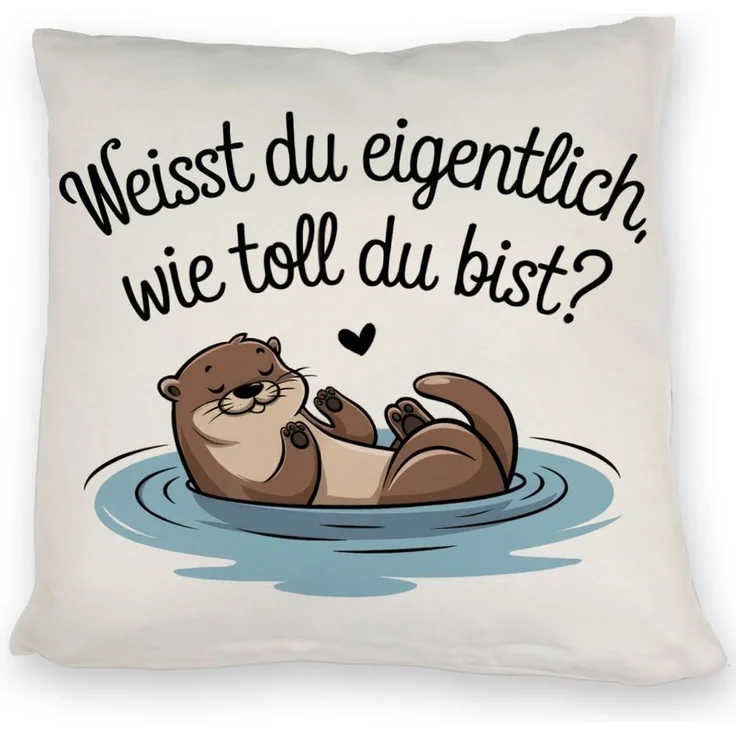 speecheese Dekokissen Weisst du eigentlich, wie toll du bist? Kissen mit Otter – Bild 3