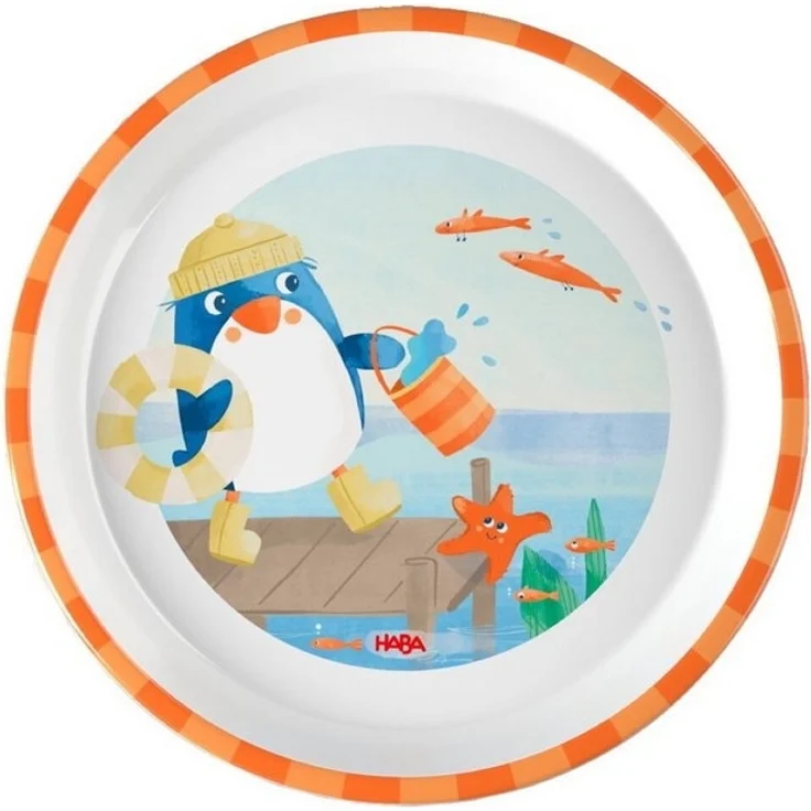 HABA Kinderteller Pinguin – Praktischer Melamin-Teller mit Pinguinmotiv – Rutschfest – spülmaschinengeeignet – Ab 12 Monaten – 2012441001 – Bild 2