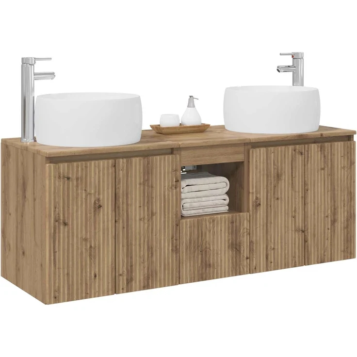 vidaXL Badezimmerschrank-Set 3 stk. Artisan-Eiche 129 x 44,5 x 80 cm 3405726 – Bild 3