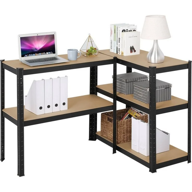 Yaheetech Schwerlastregal, Standregal Lagerregal, verstellbare Regalböden, belastbar bis 875kg, Stahl schwarz, 90 x 40 x 180cm – Bild 2