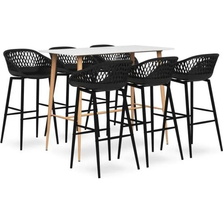 vidaXL 7-tlg. Bar-Set Weiß und Schwarz [3057445]