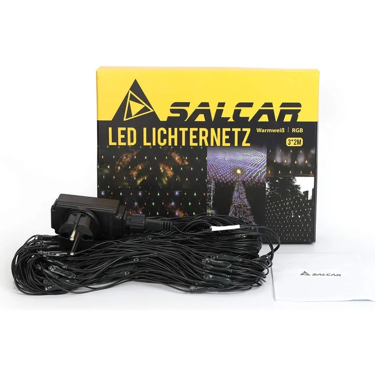 SALCAR 2x3 m Anti-Rost LED Lichternetz Außen, Buchsbaum Lichterkette Netz Outdoor, Lichtervorhang Innen Strom mit 9 Modi und Speicherfunktion, Warmweiß – Bild 7