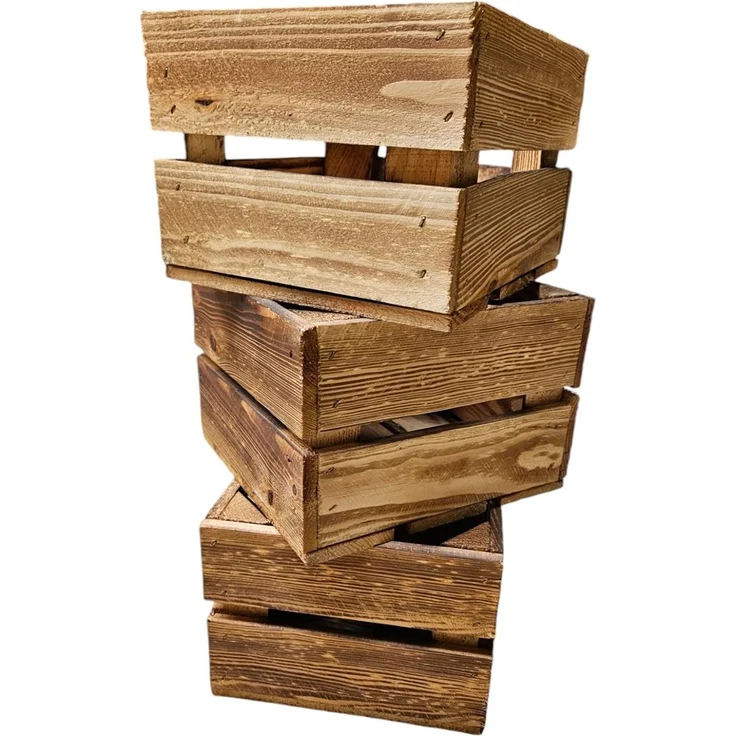 Holzkiste Dekokiste Box 22 x 20 x 15 cm 3er SET Geflammt – Bild 1