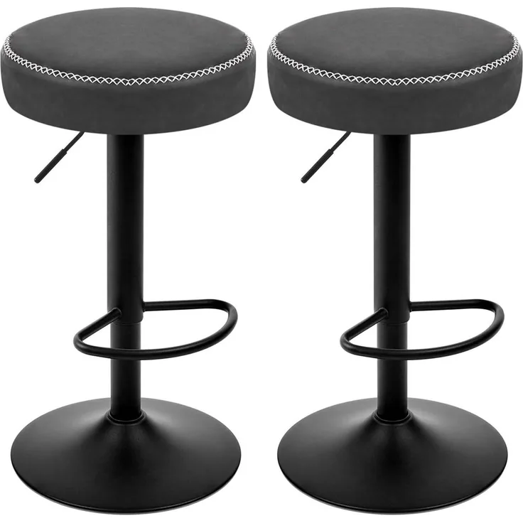 EUGAD Barhocker (2 St), drehbar, höhenverstellbar, Metallgesetll, Vintage-Kunstleder