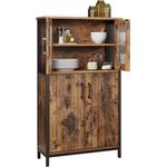 Vasagle Badezimmerschrank, Sideboard, Aufbewahrungsschrank, verstellbare Ablage, Stahlgestell, für Wohnzimmer, Küche, Industriestil, vintagebraun-schwarz