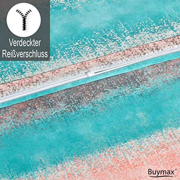 Buymax Bettwäsche Belissim Bettbezug-Set, Renforce: 100% Baumwolle, 2 teilig, 135x200 cm, mit Reißverschluss, Streifen, gestreift, Rose-Türkis – Bild 5