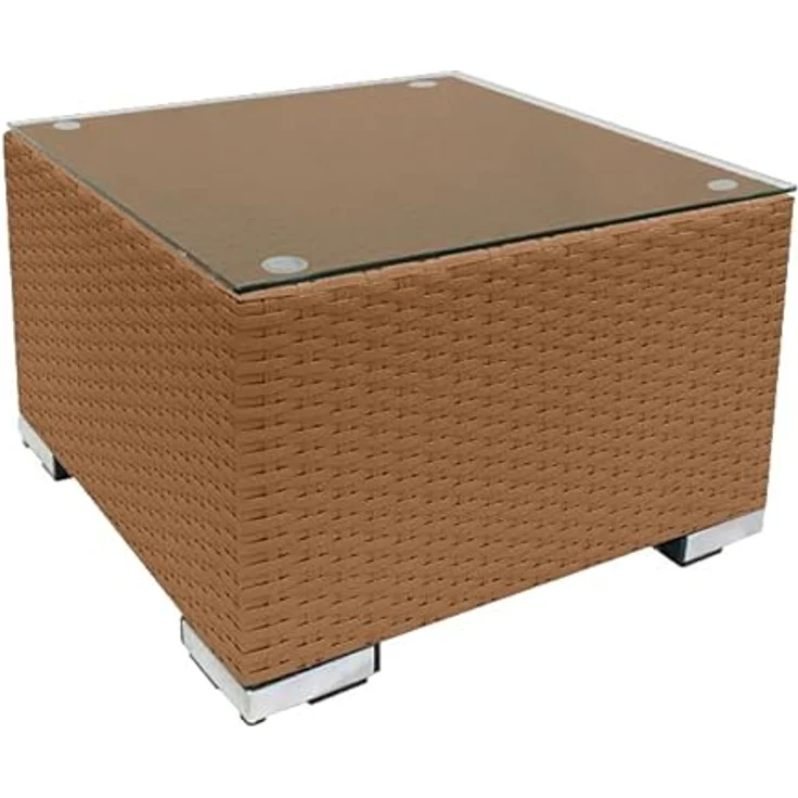 RS Trade 'Toscana' Beistelltisch mit verstärktem Alu-Gerüst, Polyrattan, Natur, 50 x 50 x 32 cm – Bild 6