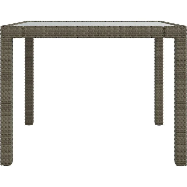 Gartentisch, Balkontisch, Esstisch 90 x 90 x 75 cm Gehärtetes Glas Poly Rattan Grau – Bild 4