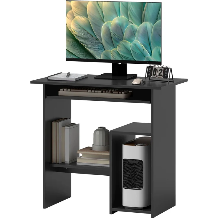 MELAYR, Computertisch, Schreibtisch, Spanplatte, Metall, 80 x 45 x 75 cm, Schwarz – Bild 2