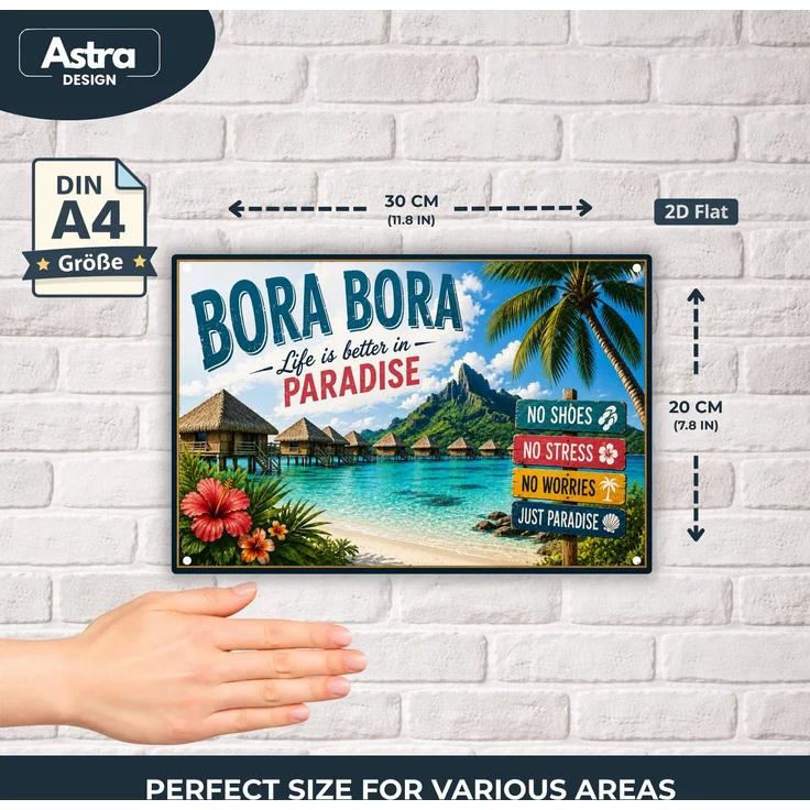 AstraDesign Blechschild 20x30cm - Bora Bora Life is Better in Paradise – Metall – Mehrfarbig – AD0494 – Bild 2