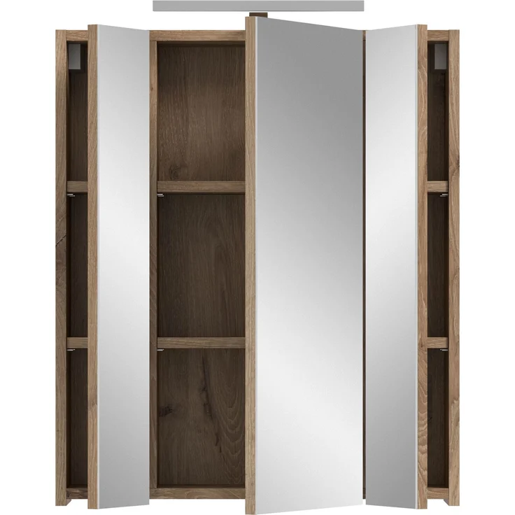 Spiegelschrank inkl. Beleuchtung (B/H/T: 60x70x18 cm) in schwarz matt und Nox Oak Nachbildung – Bild 3