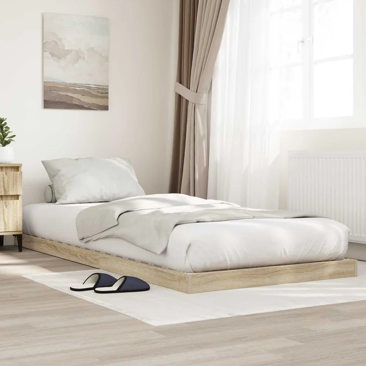 vidaXL Bodenbettrahmen, Holz Sonoma-Eiche Natur, 86,5x200 cm – Bild 1