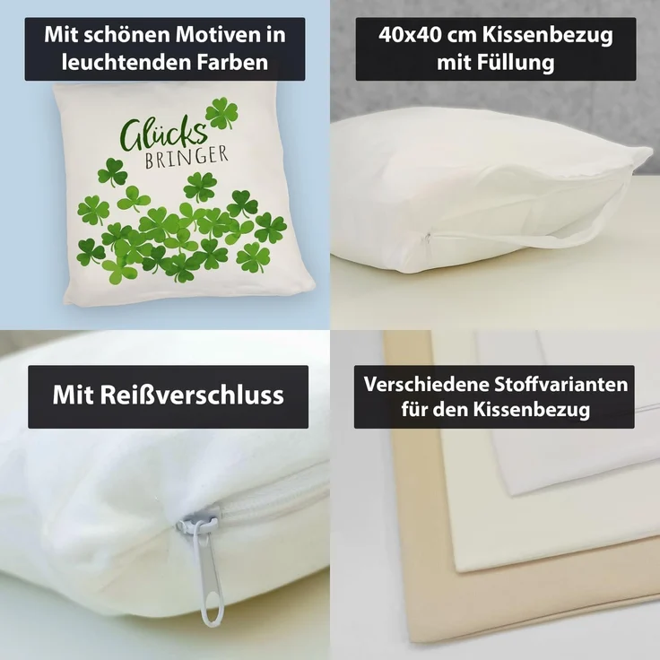 speecheese Dekokissen Klee Kissen mit Spruch Glücksbringer – Bild 4