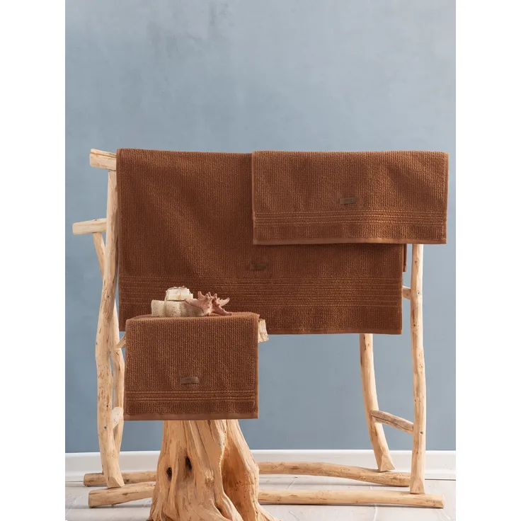 Handtuchset (3-teilig), 'Wellness', Braun