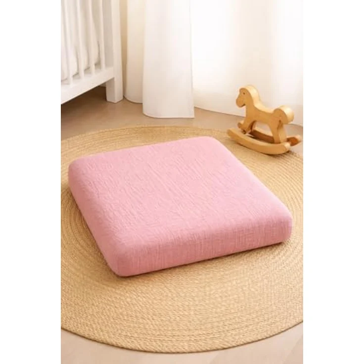 Wickelauflagenbezug 100% Baumwolle Musselin Bezug für Wickelauflage 85x75 und 75x75 cm – weicher Wickeauflagenüberzug, atmungsaktiv & waschbar ROSA – Bild 4