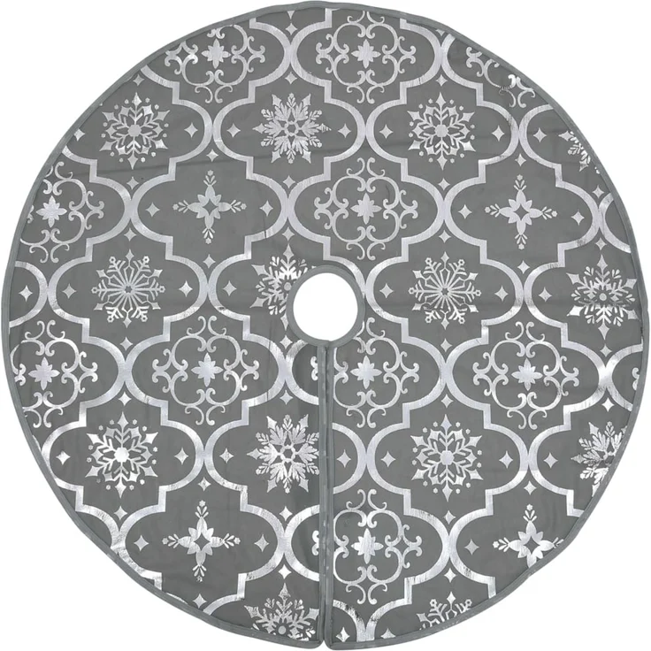vidaXL Luxus-Weihnachtsbaumdecke mit Socke Grau 150 cm Stoff 330283 – Bild 3